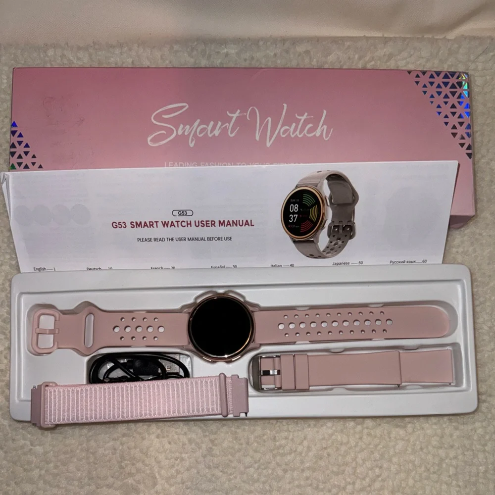Smart Watch with Pink Bands, New